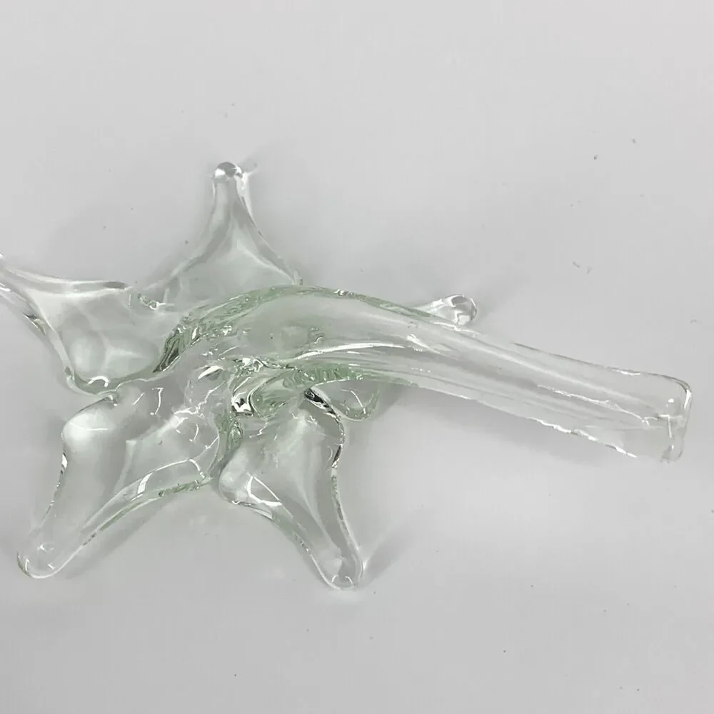 VINTAGE Hand Blown Trumpet Lily Flower Crystal VASE Long Stem Art Glass